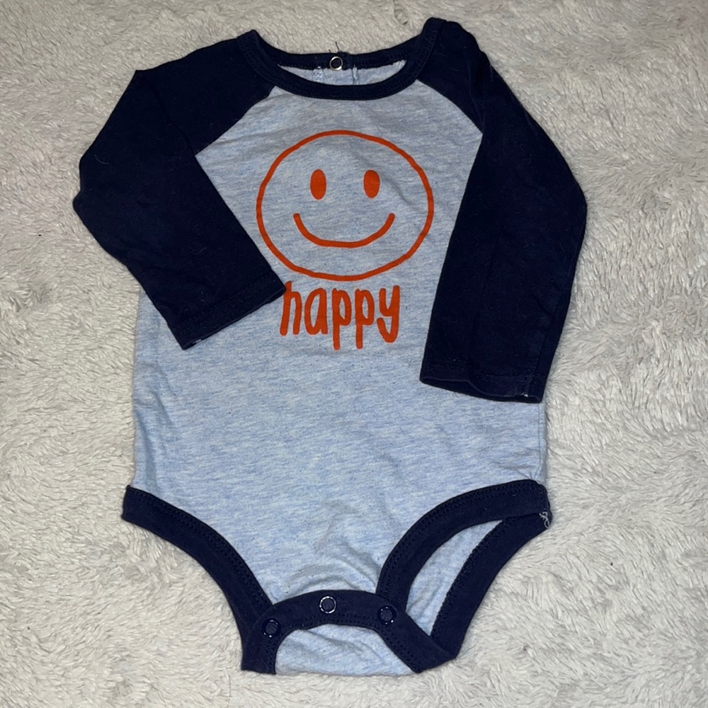 (3 for $10) George 6-12 month blue smiley face long sleeve bodysuit